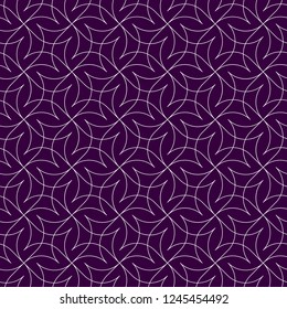 Seamless linear pattern with thin curl lines and arcs. Monochrome abstract swatch. Decorative vector lattice. Modern geometric violete bacground.