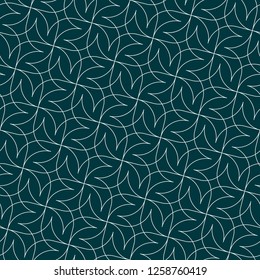 Seamless linear pattern with thin curl lines and arcs. Monochrome abstract swatch. Decorative vector lattice. Modern geometric bacground.
