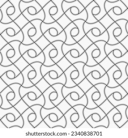 Seamless linear pattern with thin curl lines and scrolls. Monochrome abstract floral linear pattern. Decorative lattice. Vector rapport for swatches.