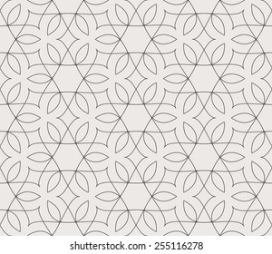 Seamless linear pattern with thin curl lines and scrolls. Abstract Vector Illustration.