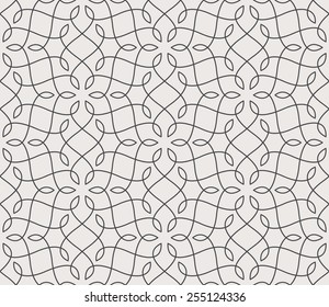 Seamless linear pattern with thin curl lines and scrolls. Abstract Vector Illustration.