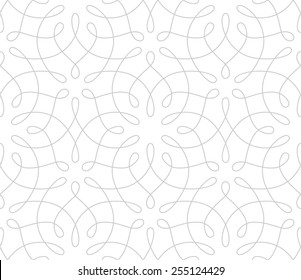 Seamless linear pattern with thin curl lines and scrolls. Abstract Vector Illustration.