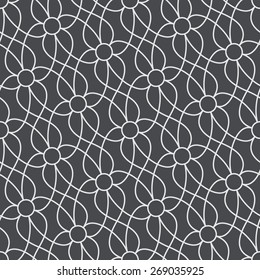 Seamless linear pattern with thin curl lines and scrolls.Monochrome texture