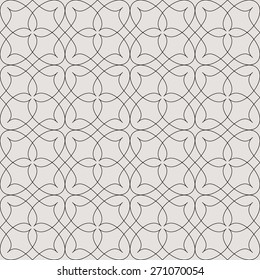 Seamless linear pattern with thin curl lines and scrolls. Abstract Vector Illustration.