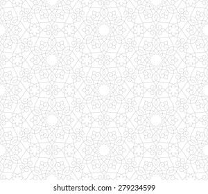 Seamless linear pattern with thin curl lines and scrolls. Abstract Vector Illustration.