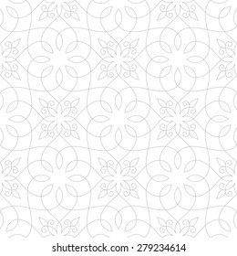 Seamless linear pattern with thin curl lines and scrolls. Abstract Vector Illustration.