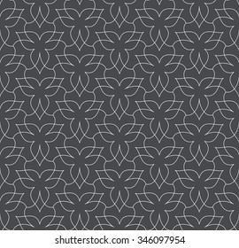 Seamless linear pattern with thin curl lines and scrolls. Endless elegant line with knots and loops