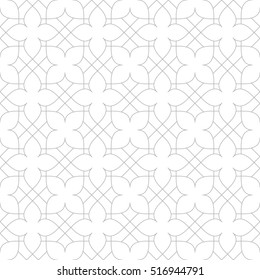 Seamless linear pattern with thin curl lines and scrolls. Endless elegant line with knots and loops