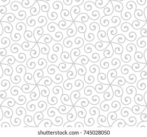 Seamless linear pattern with thin curl lines and scrolls. Abstract floral pattern. Decorative lattice in Arabic style.