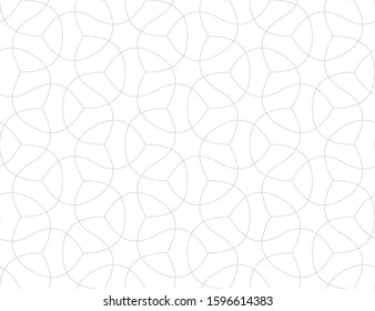 Seamless linear pattern with thin curved lines on white. Monochrome abstract linear pattern. Decorative vector lattice. Modern bacground.