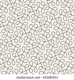 Seamless linear pattern with thin elegant curved lines forming floral ornamental wallpaper. Abstract texture. Geometric light background. 
