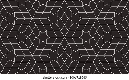 Seamless linear pattern with thin grey lines and polygons on white background. Abstract geometric texture. Stylish background in grey and white colors.