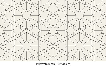 Seamless linear pattern with thin grey lines and polygons on white background. Abstract geometric texture. Stylish background in grey and white colors.