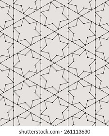 Seamless linear pattern with thin  lines and stars. Abstract Arabic ornament.
