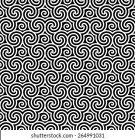 Seamless linear pattern with thin lines and curls.Abstract Vector Illustration.