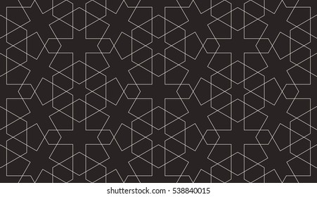 Seamless linear pattern with thin poly lines, polygons and. Abstract geometric texture with crossing thin lines. Stylish background in gray and white colors. 
