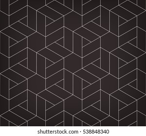 Seamless linear pattern with thin poly lines, polygons and hexagons. Abstract geometric texture with geometric shapes. Stylish background in gray and white colors. 
