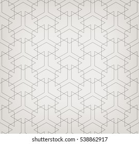 Seamless linear pattern with thin poly lines, polygons and hexagons. Abstract geometric texture. Stylish background in gray and white colors. 