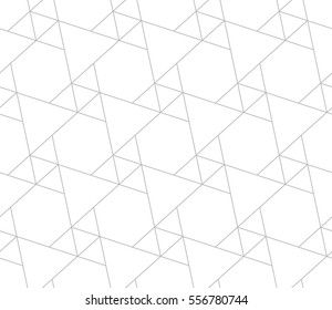 Seamless linear pattern with thin poly lines, polygons and star. Abstract geometric texture. Stylish background in gray and white colors.