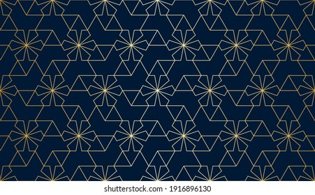 Seamless linear pattern with thin stars, lines and polygons. Abstract geometric texture. Stylish background in Arabic style. Vector rapport for swatches. Trendy Design for textile and wrapping.