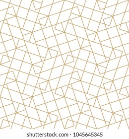 Seamless linear pattern with thin straight golden lines and polygons. Abstract geometric texture. Stylish background. Vector rapport for swatches.
