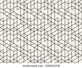 Seamless linear pattern with thin straight lines and polygons. Abstract geometric texture. Stylish background. Vector rapport for swatches.