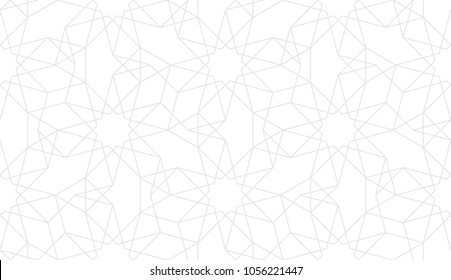 Seamless linear pattern with thin straight lines and polygons. Abstract geometric texture. Stylish background. Vector rapport for swatches.