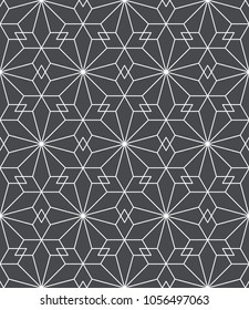 Seamless linear pattern with thin straight lines and polygons. Abstract geometric texture. Stylish background. Vector rapport for swatches.