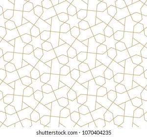 Seamless linear pattern with thin straight lines and polygons. Abstract geometric texture. Stylish background. Vector rapport for swatches.