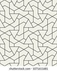 Seamless linear pattern with thin straight lines and polygons. Abstract geometric texture. Stylish background. Vector rapport for swatches.