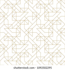 Seamless linear pattern with thin straight lines and polygons. Abstract geometric texture. Stylish background. Vector rapport for swatches.