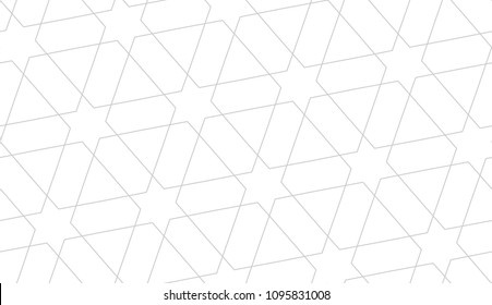 Seamless linear pattern with thin straight lines and polygons on white background. Abstract geometric texture. Stylish background. Vector rapport for swatches. White texture. 
