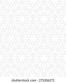 Seamless linear pattern with thin straight lines and stars. Abstract Arabic ornament.
