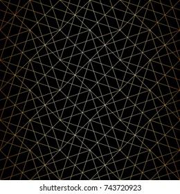 Seamless linear pattern with thin straight lines and polygons. Abstract geometric texture. Stylish black background. Vector rapport for swatches.