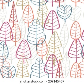 Seamless linear texture with ornamental leaves.