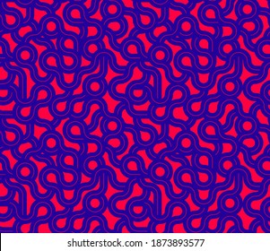 Seamless linear vector geometric minimalistic pattern, abstract lines tiling background, stripy weaving, optical maze, twisted stripes. Pink color design.