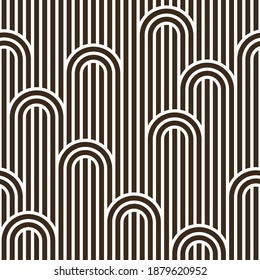 Seamless linear vector geometric minimalistic pattern, abstract lines tiling background, stripy weaving, optical maze, twisted stripes.