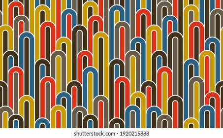 Seamless linear vector geometric minimalistic pattern, abstract lines tiling background, stripy weaving, optical maze, twisted stripes. Colorful design.