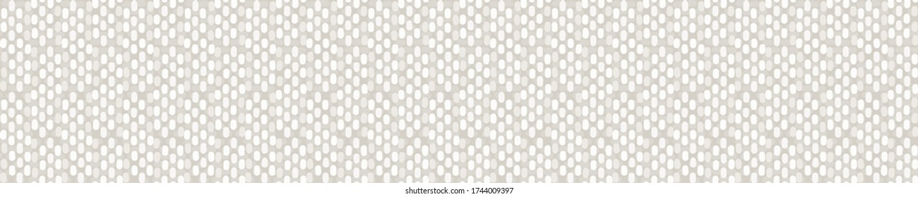 Seamless linen border pattern. Neutral cream flower blooms stripe background. Elegant minimal off white beige banner. Stylish striped ribbon trim