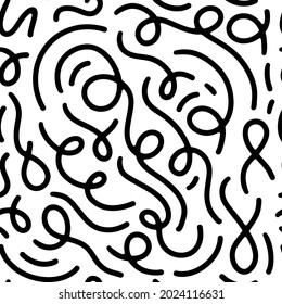 Seamless lines abstract vector pattern illustration in black and white style for printing on wallpaper, textile, fabric, wrapping paper, as well as for the design of cards, covers, and web design.