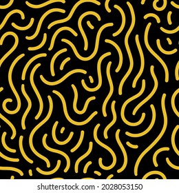 Seamless lines abstract vector pattern illustration in black and yellow style for printing on wallpaper, textile, fabric, wrapping paper, as well as for the design of cards, covers, and web design.
