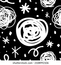 Seamless lines abstract vector pattern illustration in black and white style for printing on wallpaper, textile, fabric, wrapping paper, as well as for the design of cards, covers, and web design.