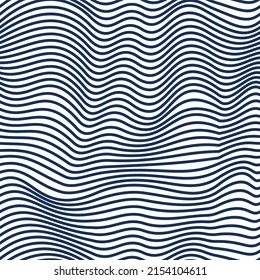Seamless lines geometric pattern with optical illusion, abstract op art minimal vector background with parallel stripes, lined design for wallpaper or website.