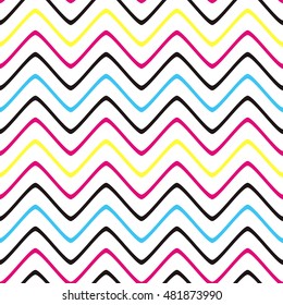 Seamless lines pattern with colorful stripes on a white background. Vector repeating texture.
