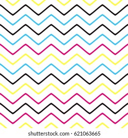 Seamless lines pattern with colorful stripes on a white background