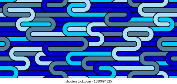 Seamless lines pattern, stripy geometric vector abstract background, linear stripy net, optical maze, web network. Blue color design.