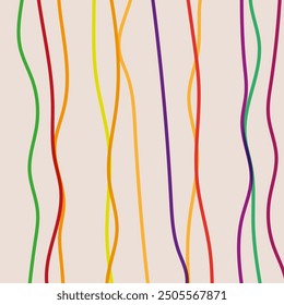 Seamless Lines patterns of color palette includes a wide spectrum of hues, from warm reds and oranges to cool blues and greens, adding a playful and dynamic feel.