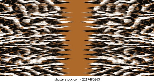 Líneas sin foco de rayas teñidas con estampado leopardo sobre beige dorado marrón. Ilustración vectorial.