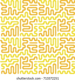 Seamless lines, technology background, 80s style, geometric print in yellow and orange color on a white background, digital vector illustration