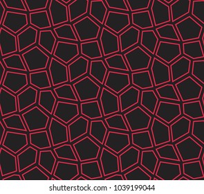 Seamless Lines Vector Mosaic Pattern. Irregular cells background. Voronoi texture.
